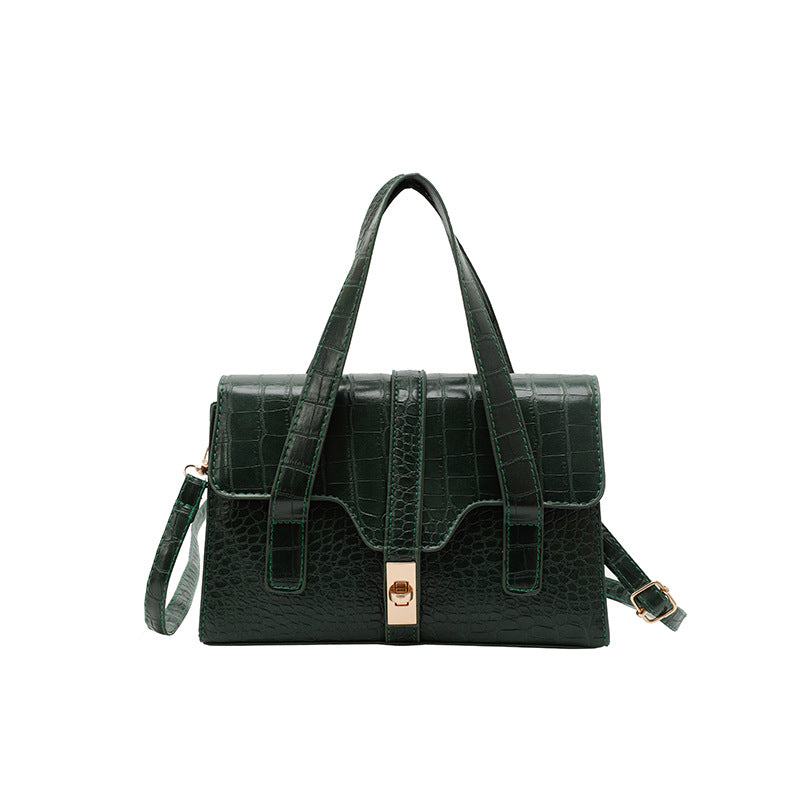 Solid-color Crocodile-embossed Tote Bag