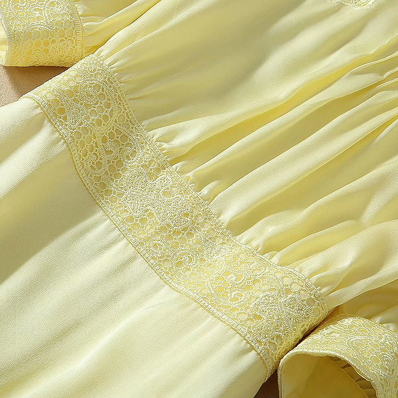 Silk satin embroidery dress