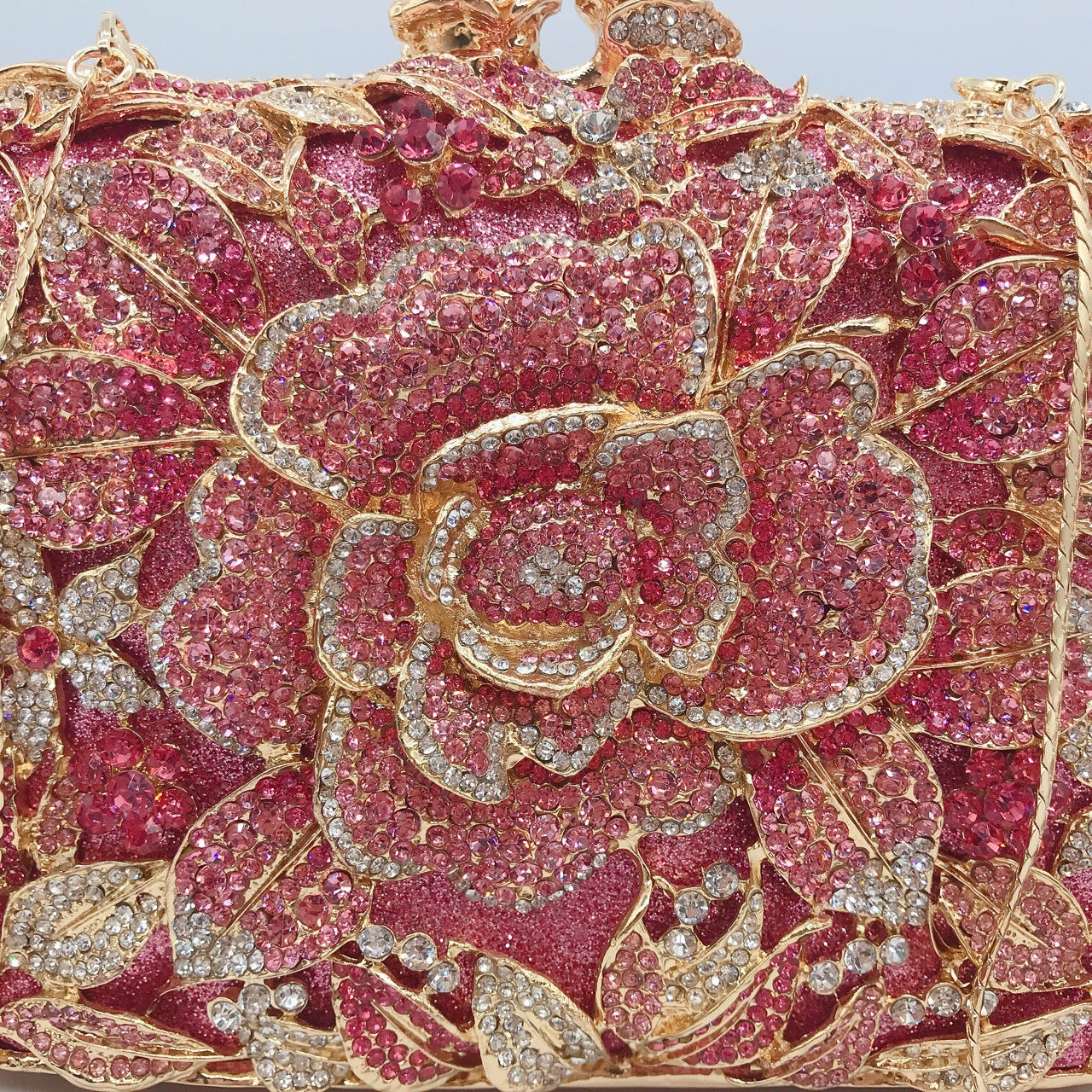 Metal Rose Crystal Clutch
