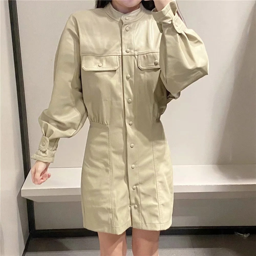 Faux leather dress