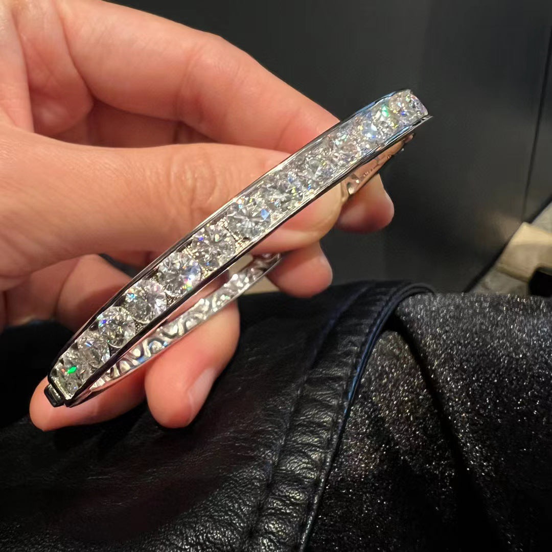 Pure Silver Gold-plated Moissanite Bracelet