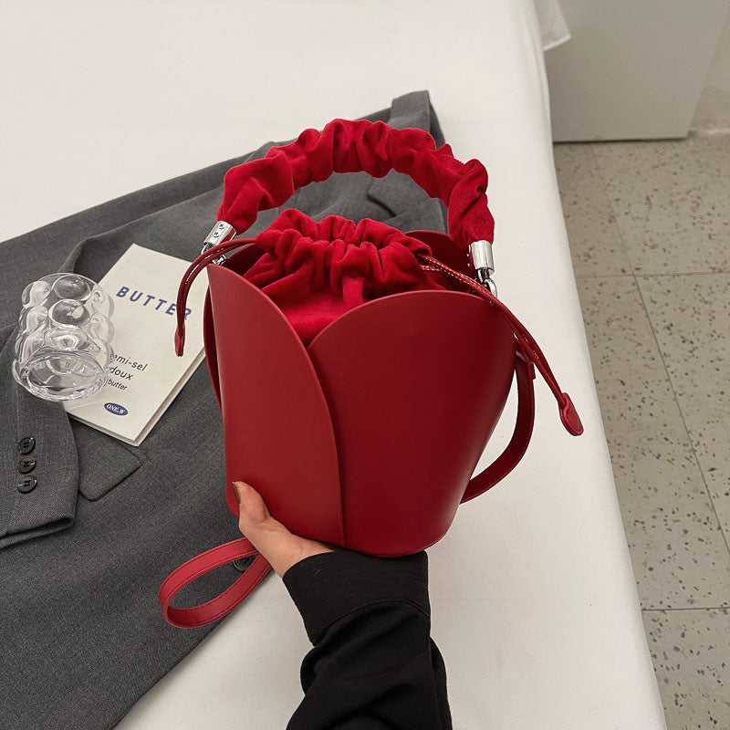 Leather Bucket Tote Bag