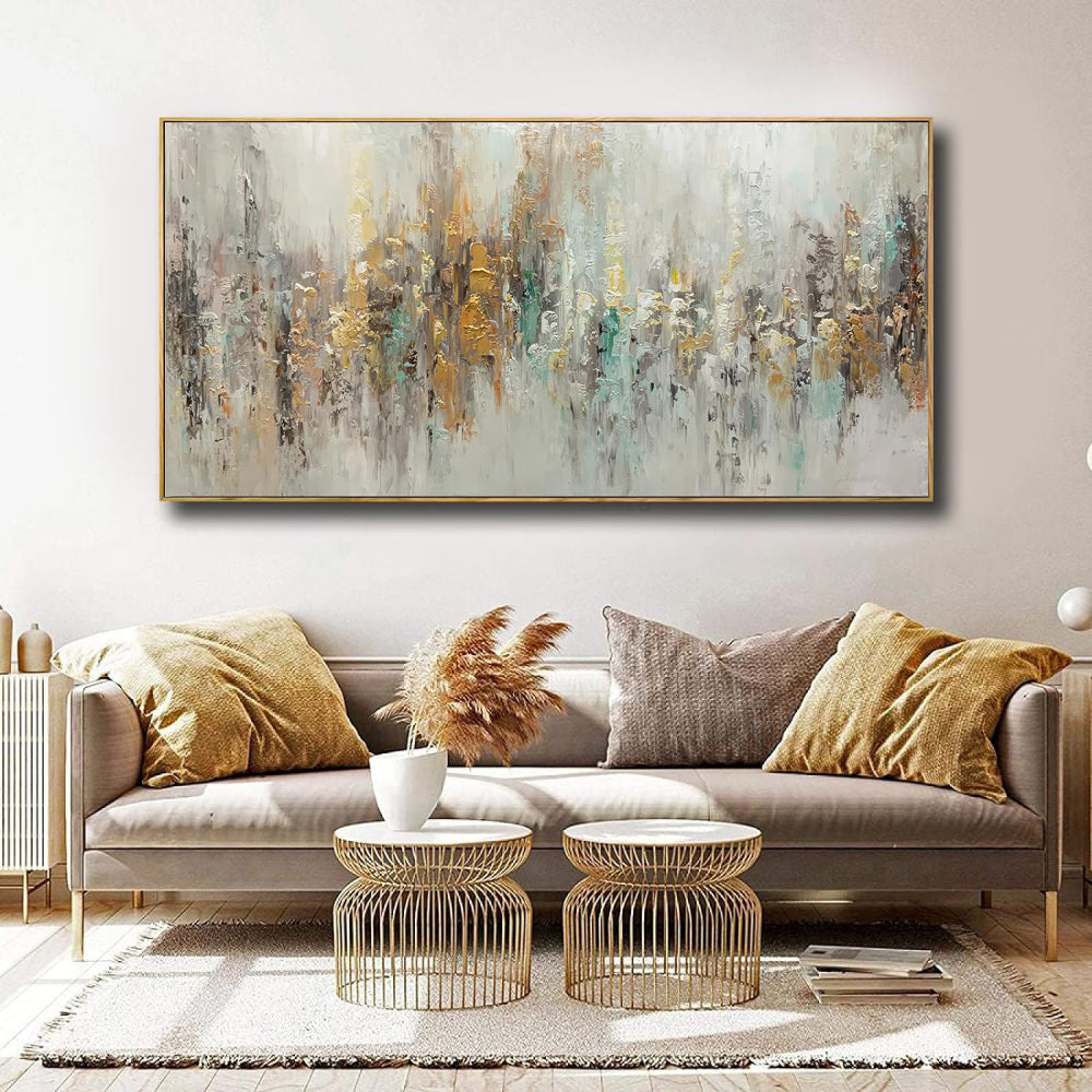 Handmade Abstract Oil Painting On Canvas Light Luxury Horizontal Wall Art For Living Room  Decor
