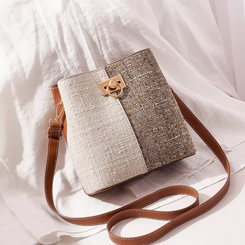 Shoulder Diagonally Slant Bucket Bag