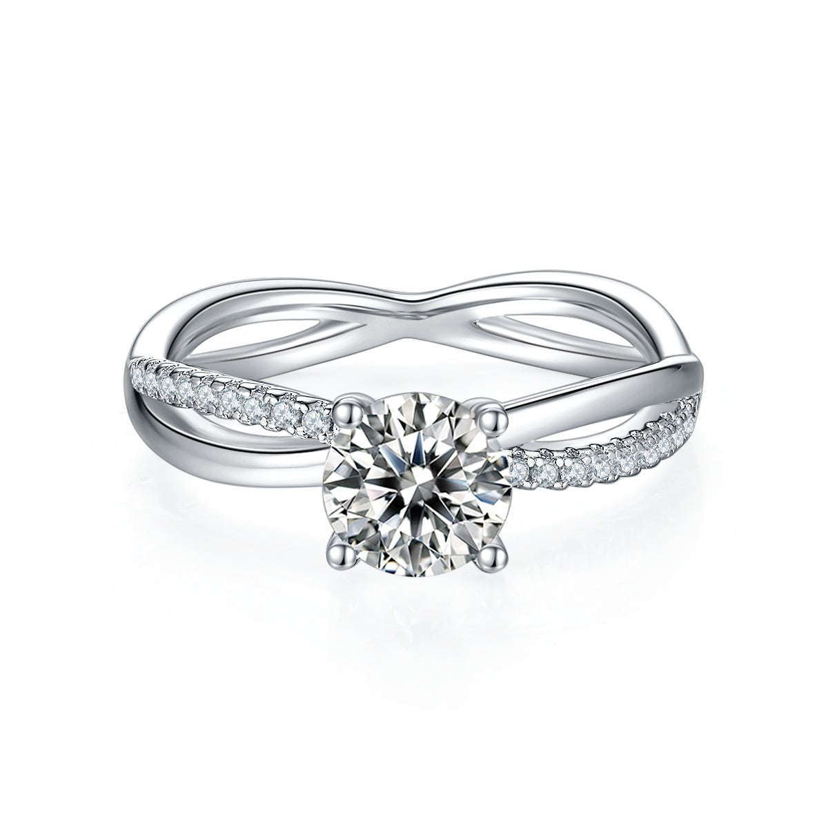1-carat Luxury Jewelry Silver Ring Set With Top-quality Moissanite, S925 Silver Plated Platinum