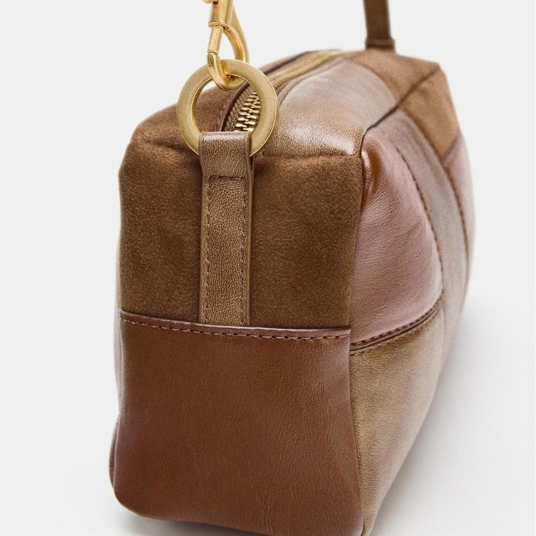 Color-Block Patchwork Retro Shoulder  Bag