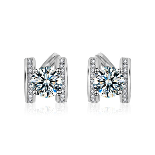 Simple Moissanite Silver Earrings
