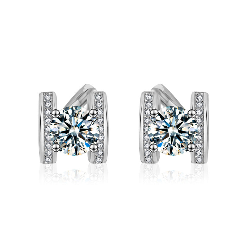 Simple Moissanite Silver Earrings
