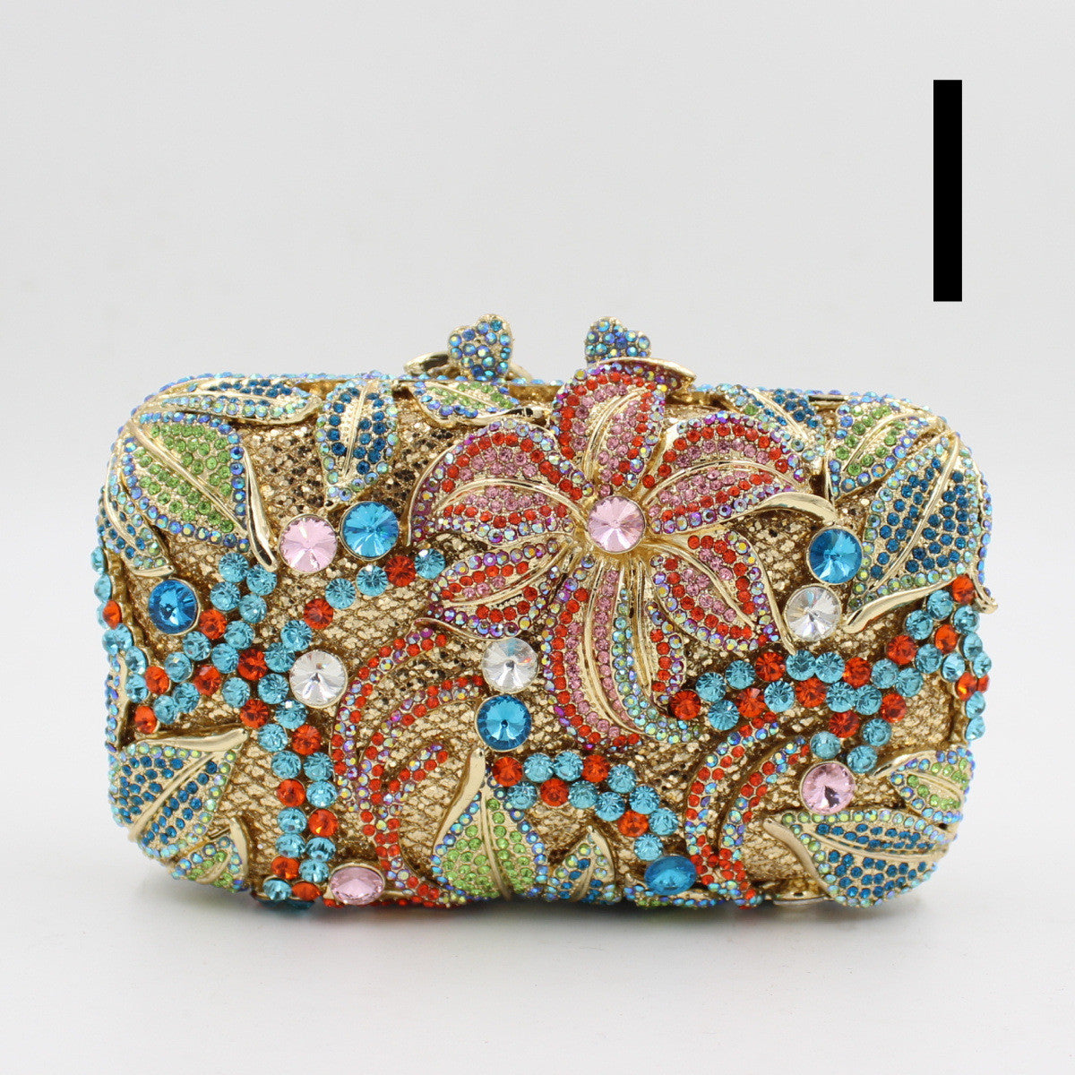 Flower Rhinestone Hollow Clutch