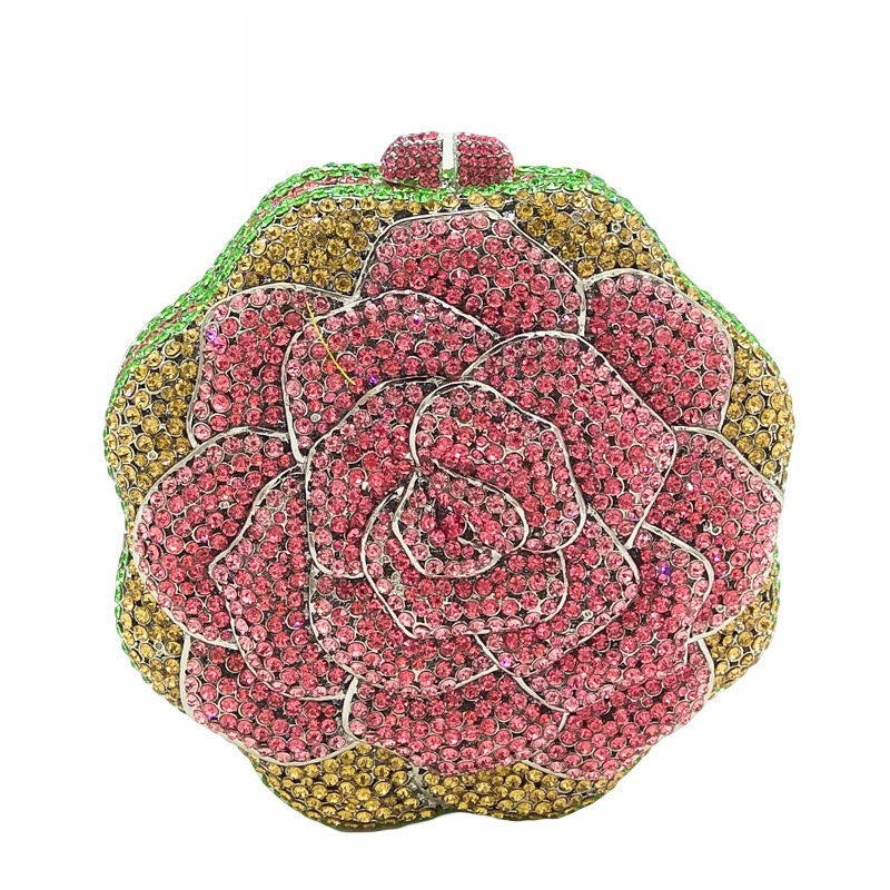 Ladies Evening Bag With Crystals-encrusted Floral Design