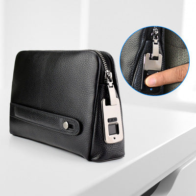 Business Handbag with Fingerprint Lock in Calf Leather