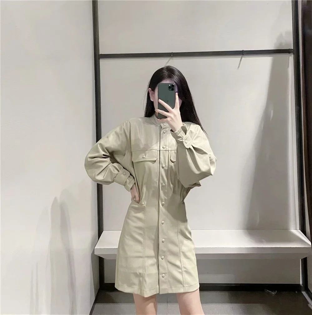 Faux leather dress