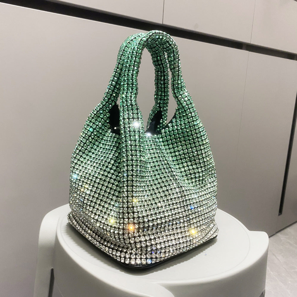 Hand-held Bucket Crystal Single Shoulder Cross-body Mini Bag