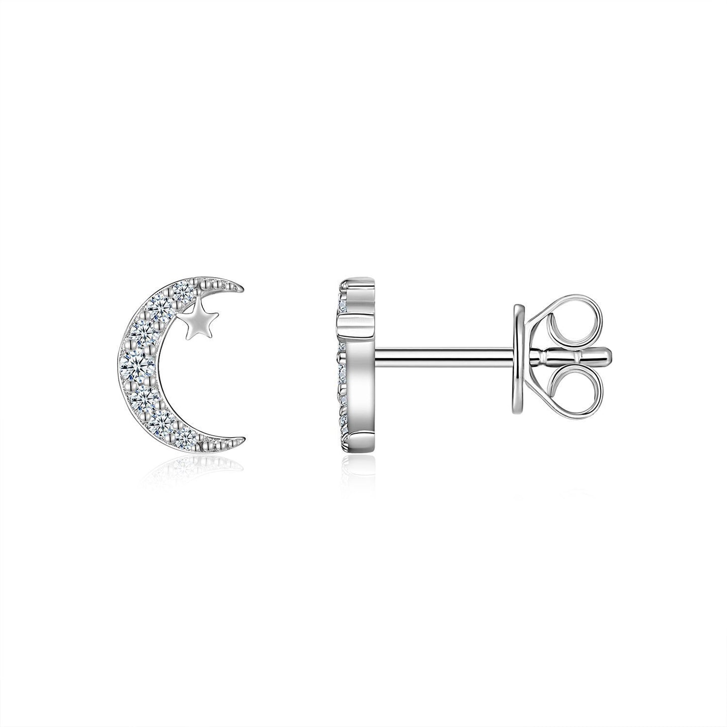 Rare S925 Silver Stud Earrings With Asymmetrical Moissanite Accents