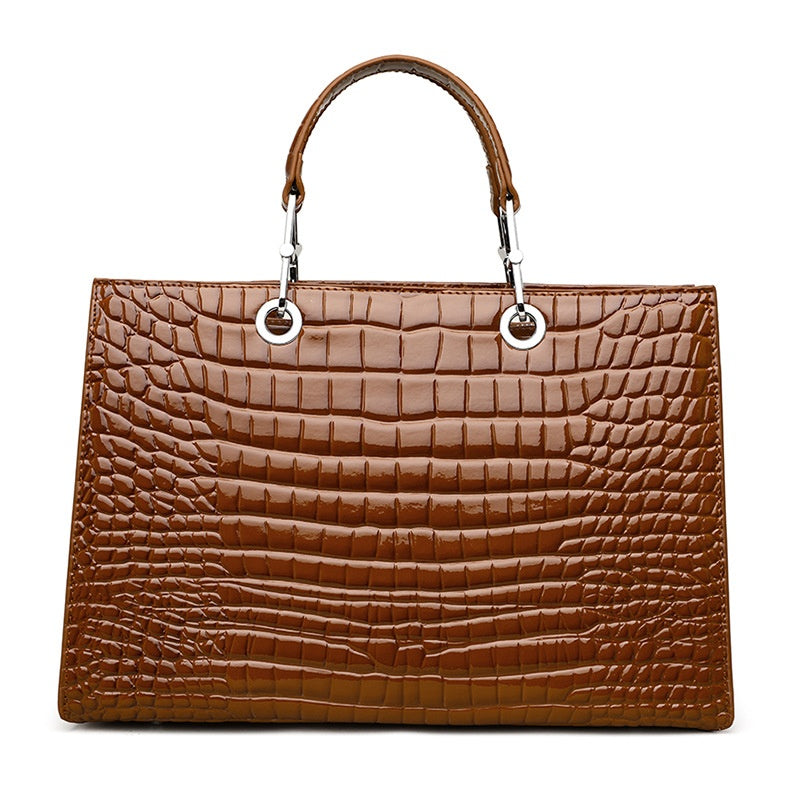 Crocodile embossed large Tote bag in Calf Leather