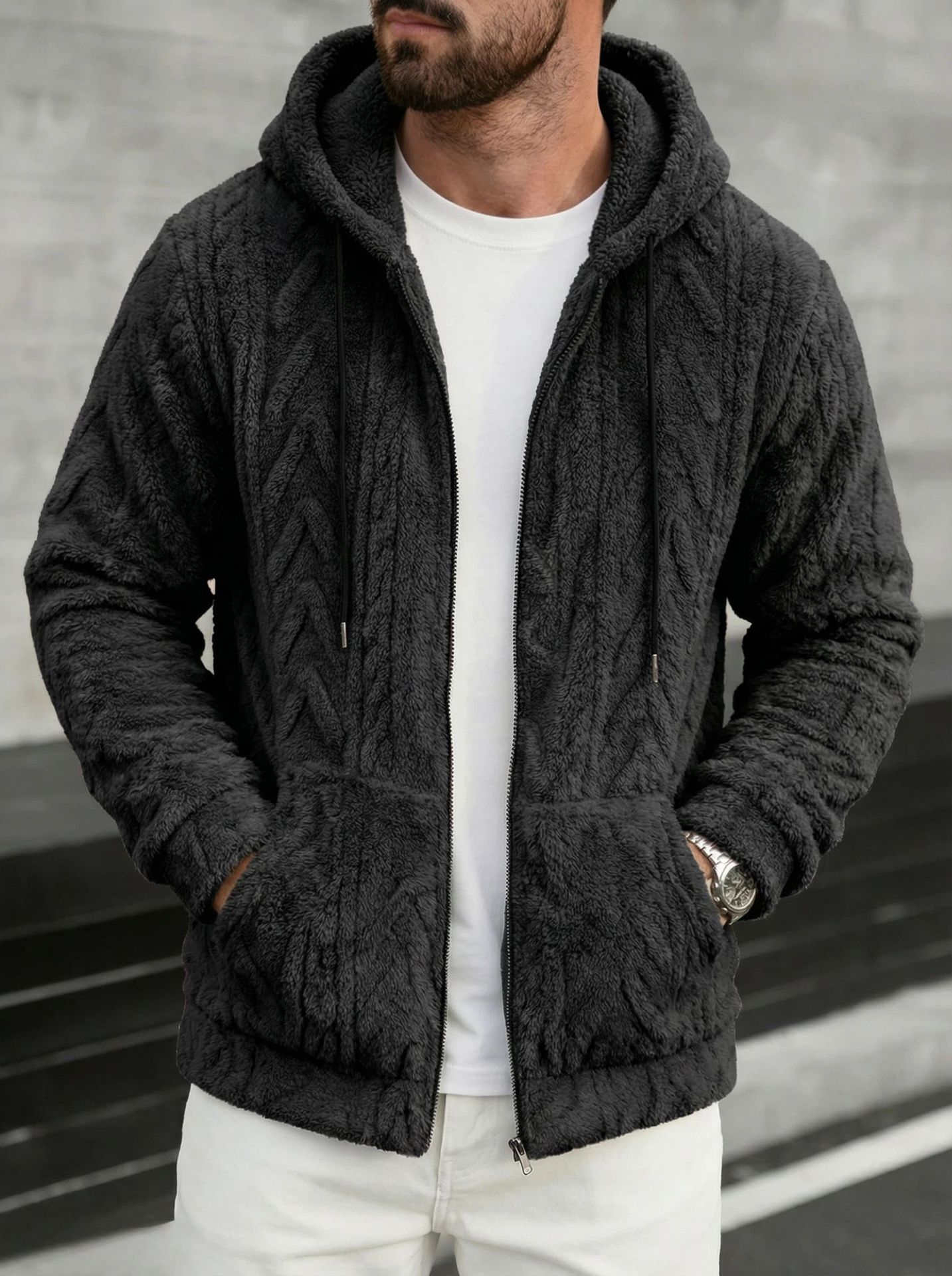 Men's Casual Hooded Sweatshirt  Loose-fitting Knitwear