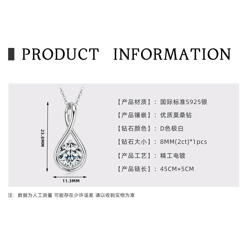 Silver Moissanite Drop-shaped Necklace