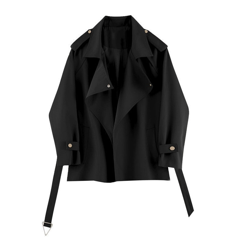 Womens Cropped Trench Coat With A Cinched Waist