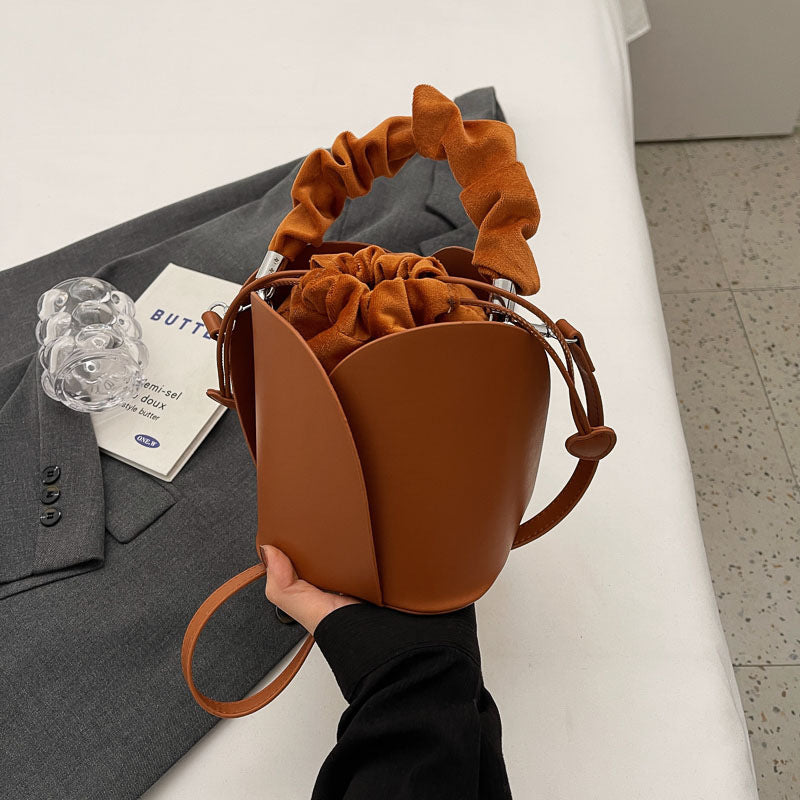 Leather Bucket Tote Bag