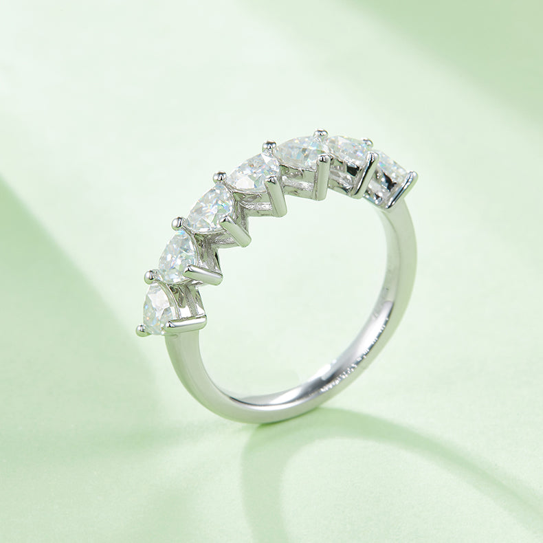 Silver Ring Set With Top-quality Moissanite, S925 Silver Plated With Platinum