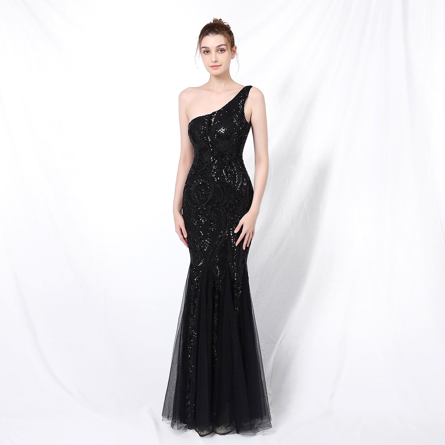 Asymmetric one shoulder Long Dress