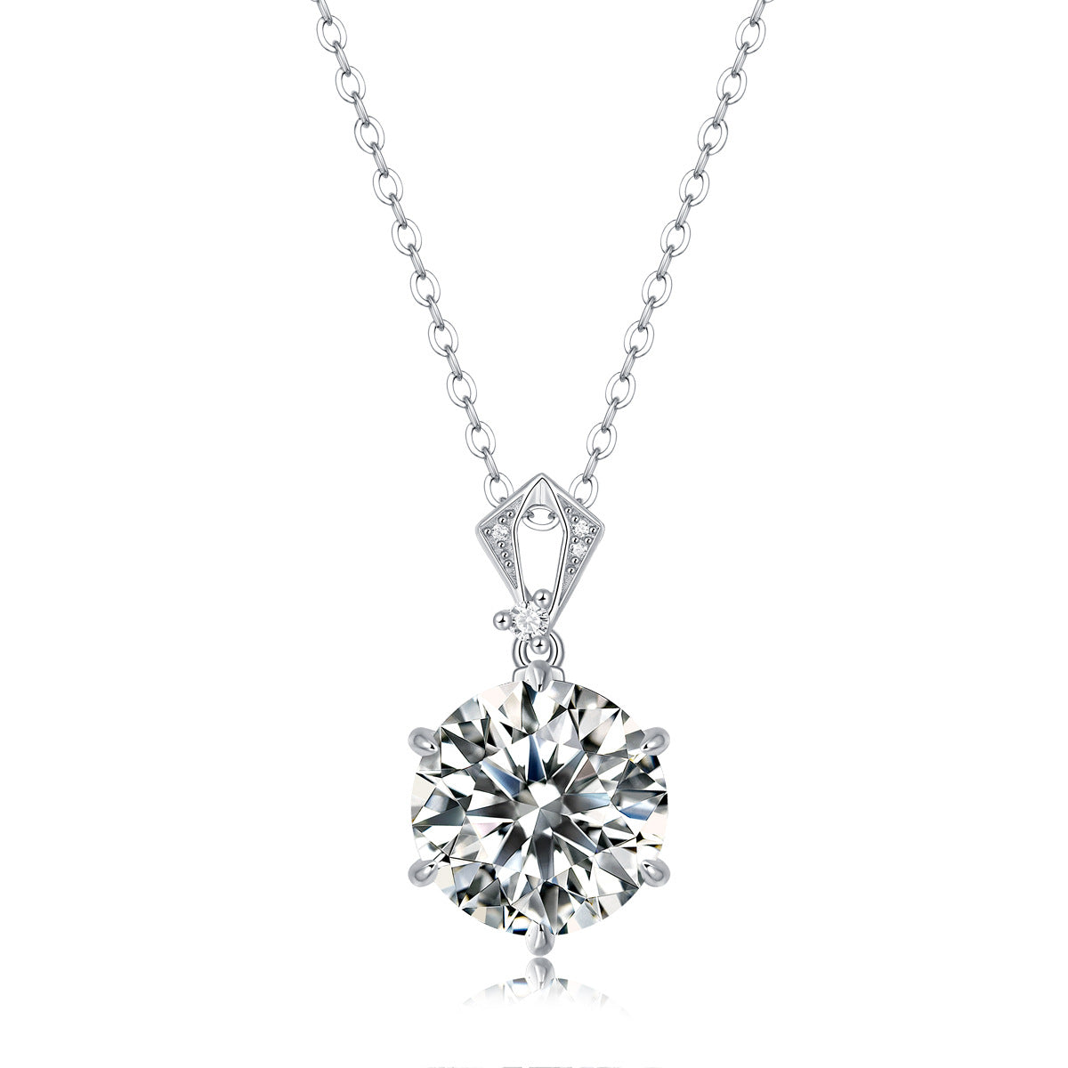 Inlaid Moissanite Plain Heart  Clavicle Necklace