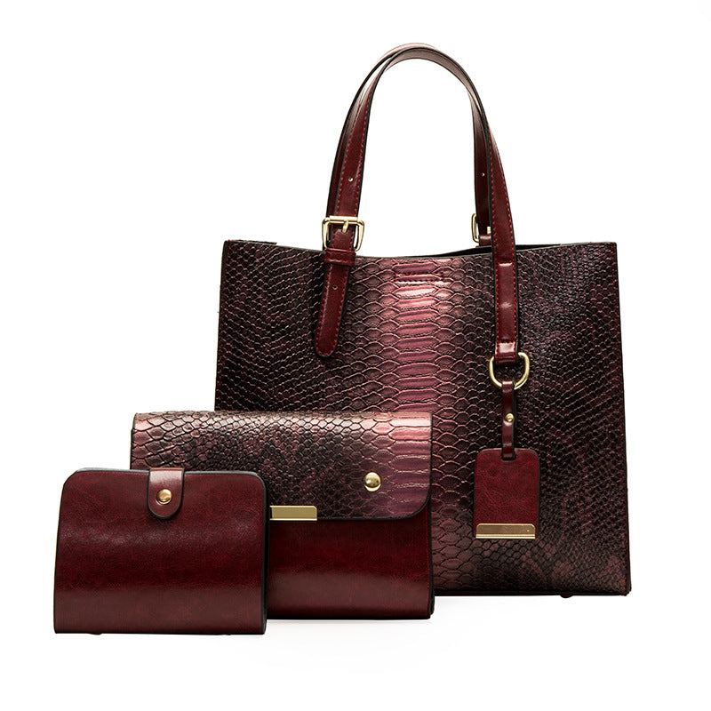 Python embossed Crossbody  Three-piece Bag