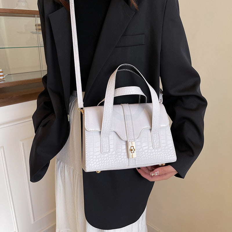 Solid-color Crocodile-embossed Tote Bag