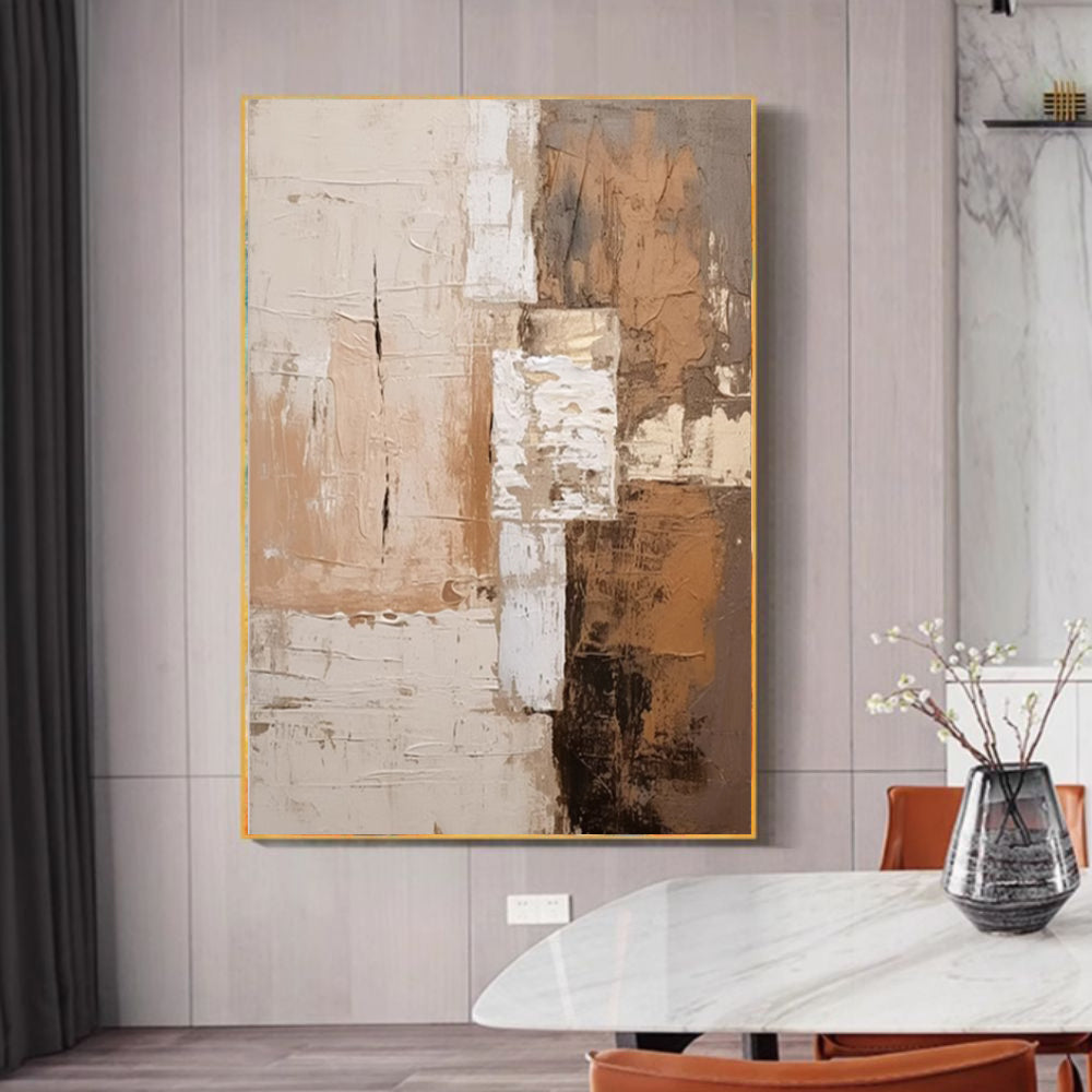 Large Abstract Handmade Painting Brown Textured Wall Art t Wabi-sabi Modern Home Living Room Decor