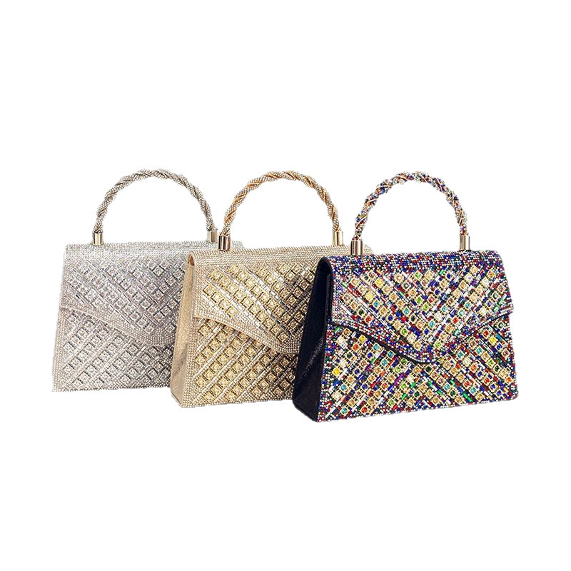 Retro Handbag With A Sense Of High-end Inlaid Crystal's