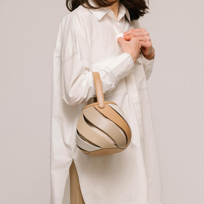 Cylindrical Contrast Color Portable Messenger Quilted Bucket Bag