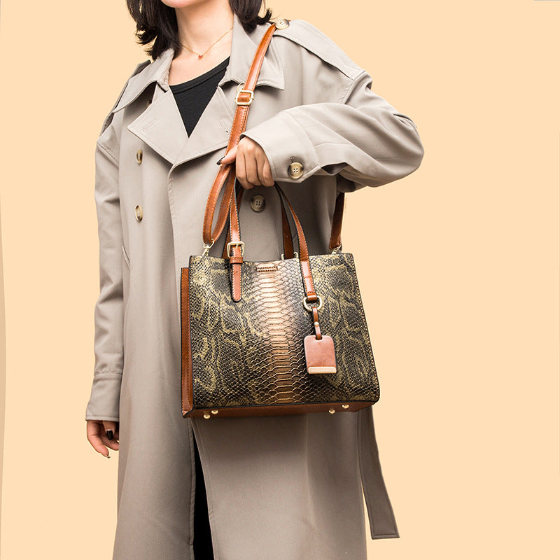 Python embossed Crossbody  Three-piece Bag