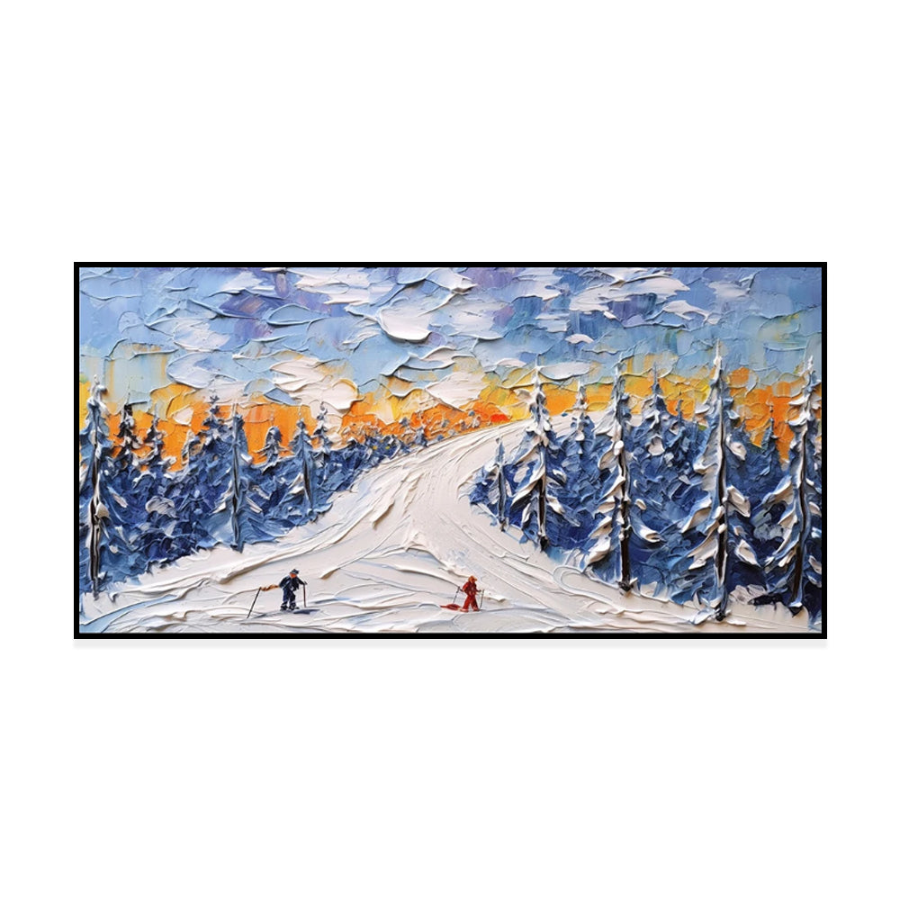 High Quality Sports Winter Skiing Handmade Oil Painting Knife Thick Oil CeShowpiece For Home Decoration Living Room Wall Picture