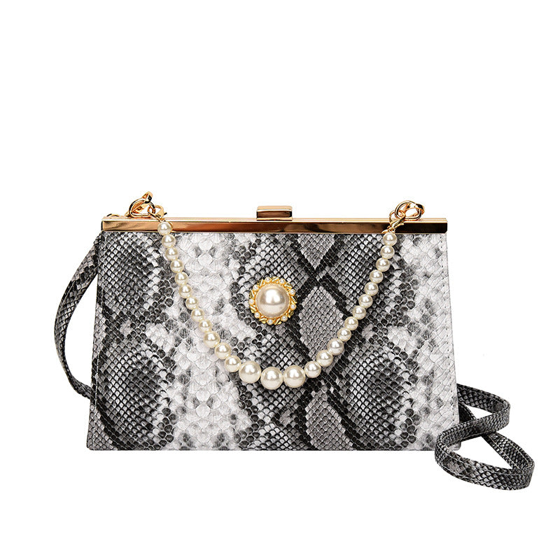 Vintage Python pattern Pearl-chain  Bag