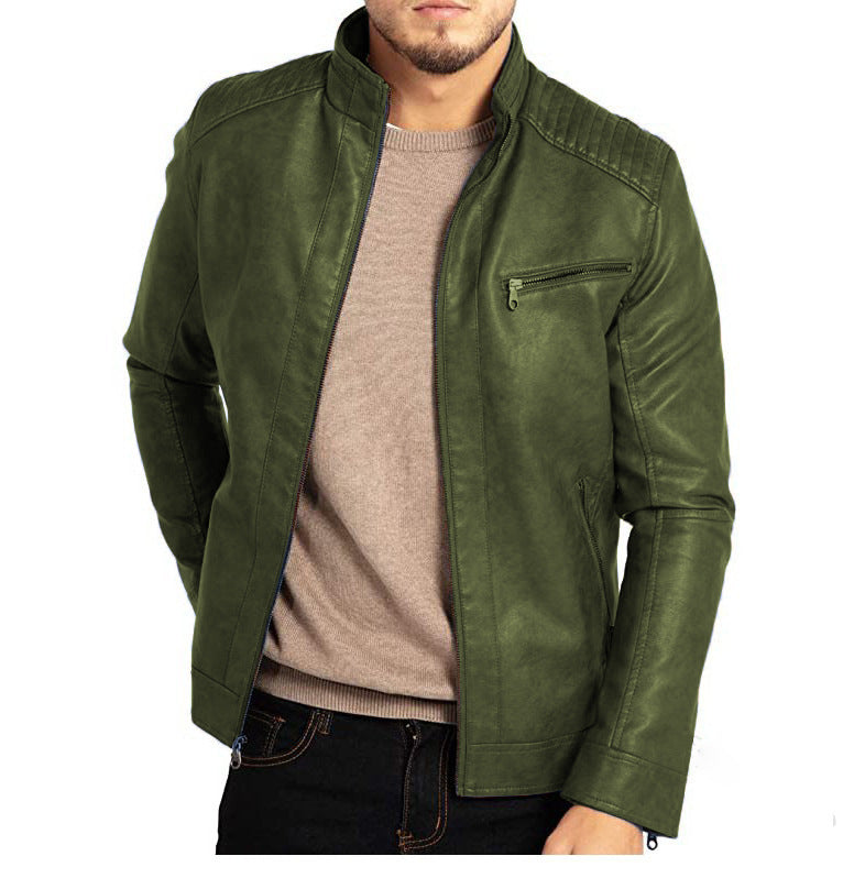 Men's Collar Punk Motorcycle Leather Jacket