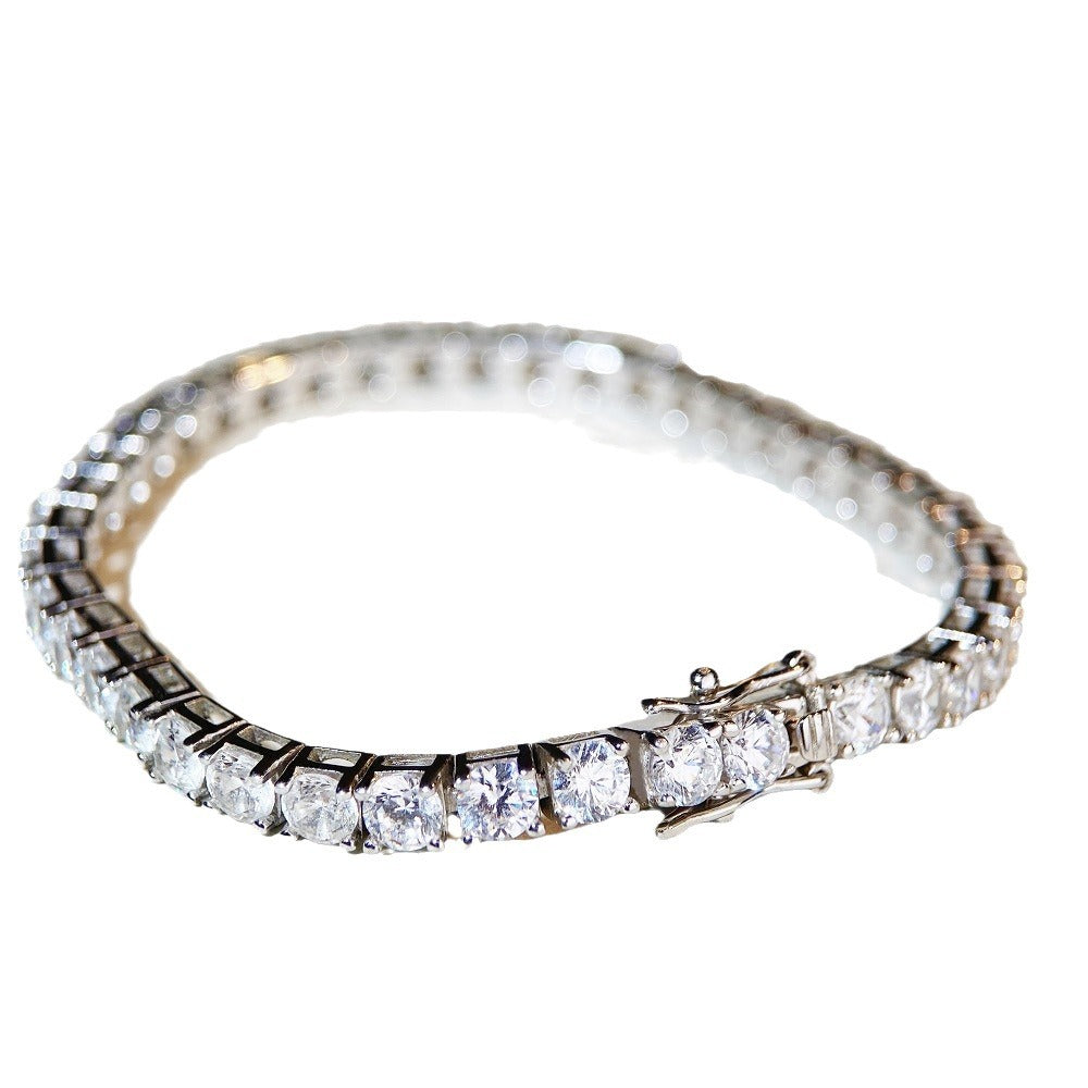 Sterling Silver Tennis Chain Moissanite Bracelet