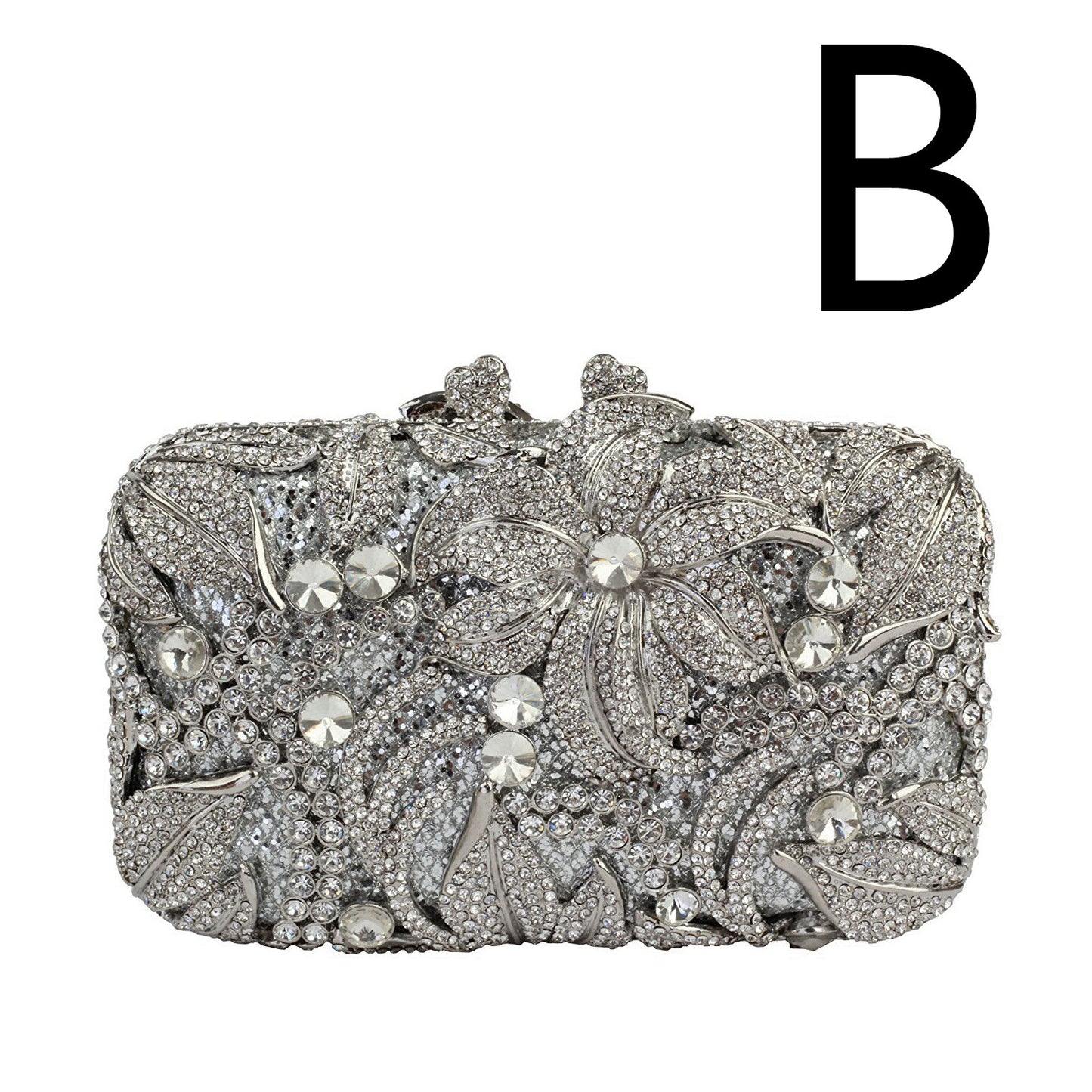 Flower Rhinestone Hollow Clutch