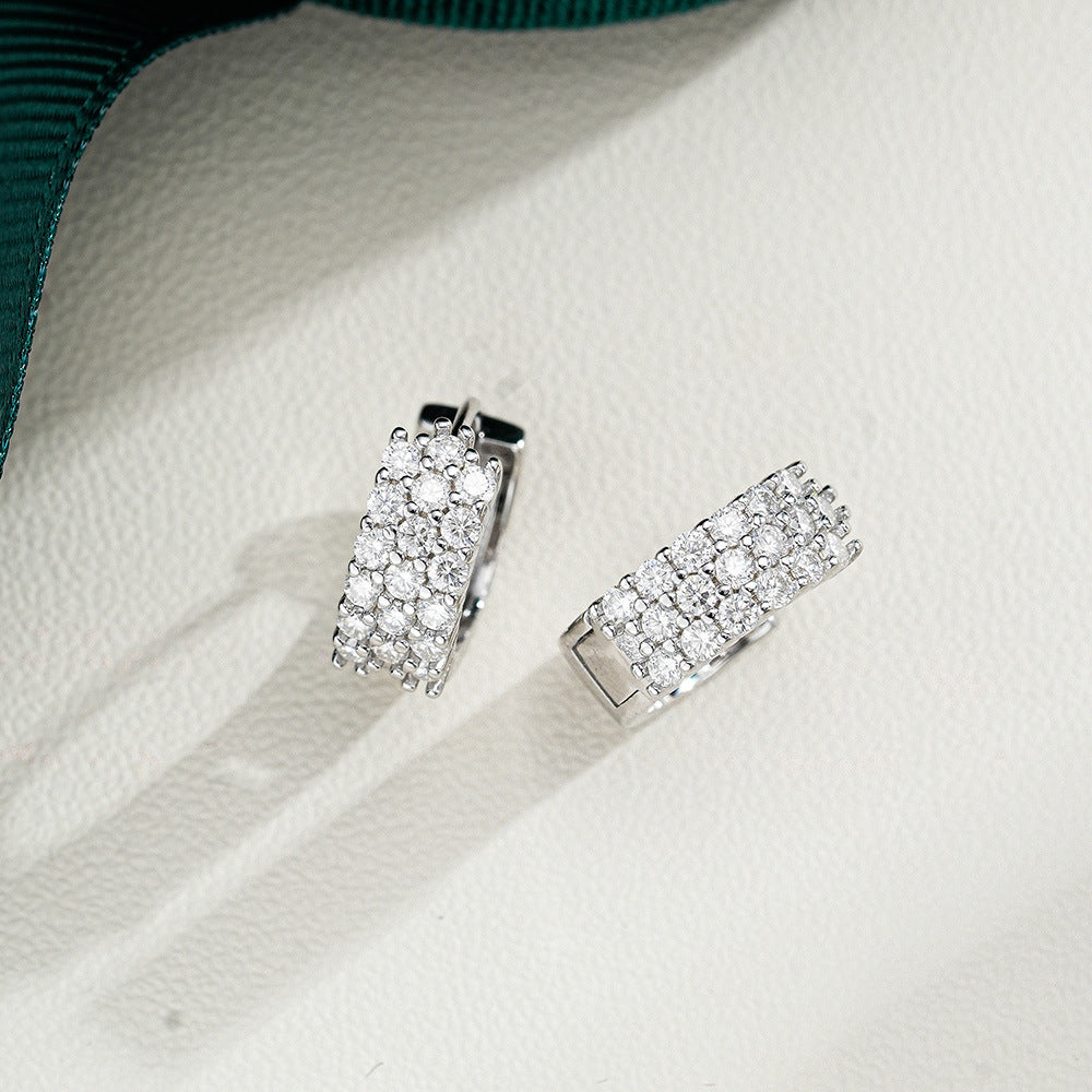 925 Sterling Silver Moissanite Earrings  Asymmetrical American Design