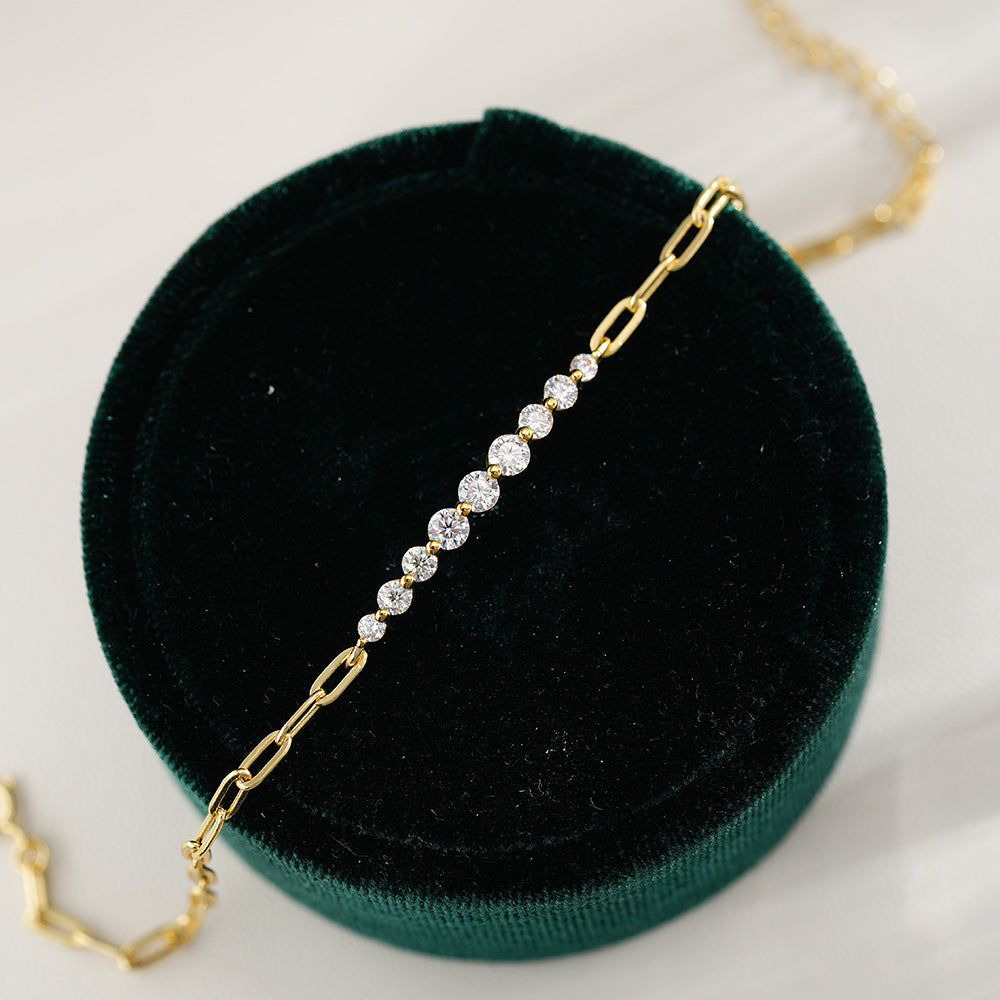 Irregular Straight Row Bracelet  Moissanite S925 Sterling Silver