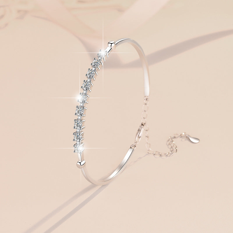 S925 Sterling Silver  Gang Drill Adjustable Moissanite Bracelet