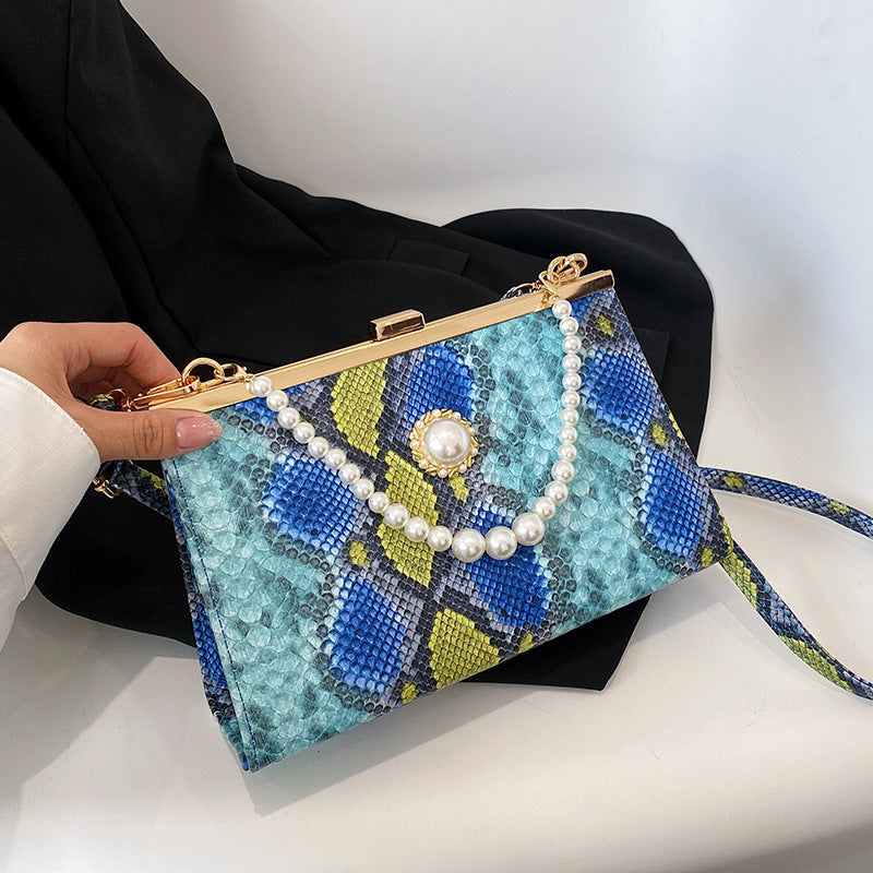 Vintage Python pattern Pearl-chain  Bag