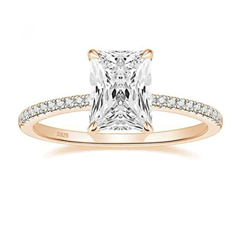 925 Silver Inlay  3CT Rhinestone Ring