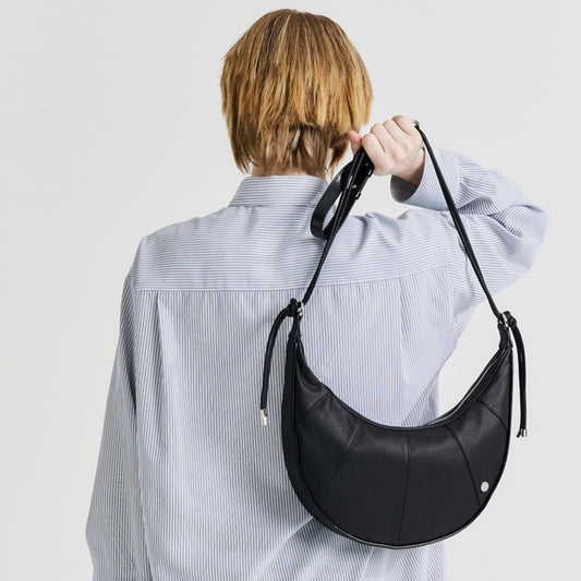 Leather Crescent-shaped Shoulder Bag