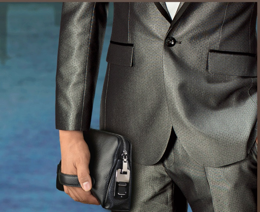 Business Handbag with Fingerprint Lock in Calf Leather